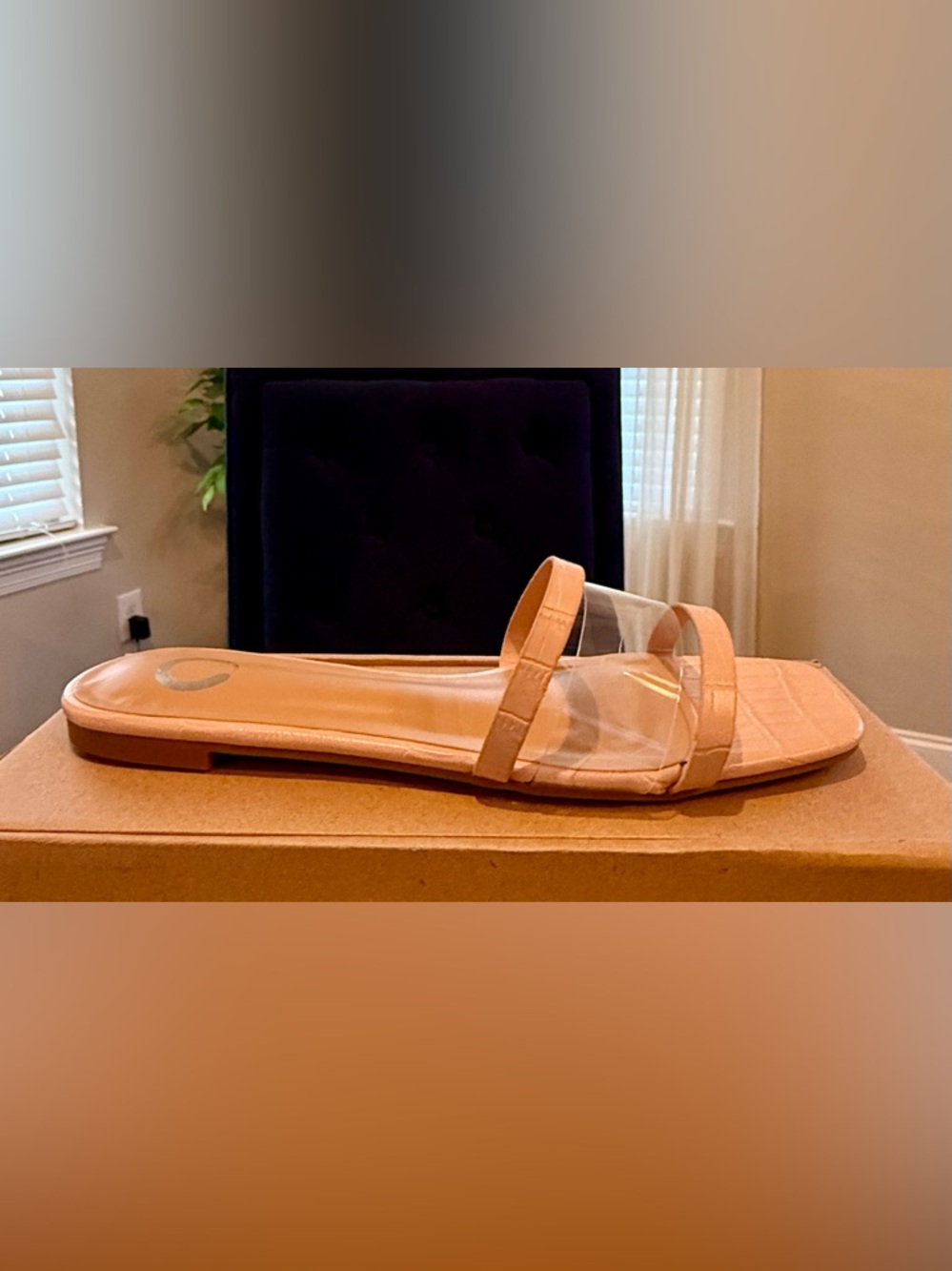 Journee Collection Ramira Embossed Clear Strap Sandals | Sz. 7.5 | BLUSH (NWB)